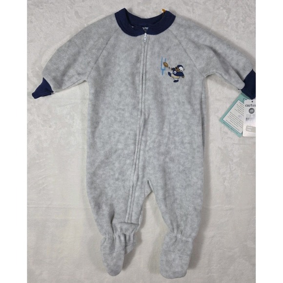 Carter's Other - Vintage Y2K Carter's Baby Fleece Sleeper Footed Pajamas Football 6M NWT